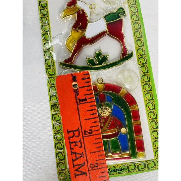 Vintage Christmas Suncatcher Resin Snowman Train Lantern Set of 3 New Old Stock - Picture 7 of 9